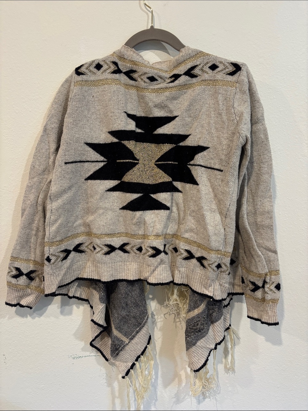 Southwestern print cardigan shawl